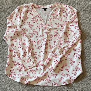 Ann Taylor Red Floral Blouse - White